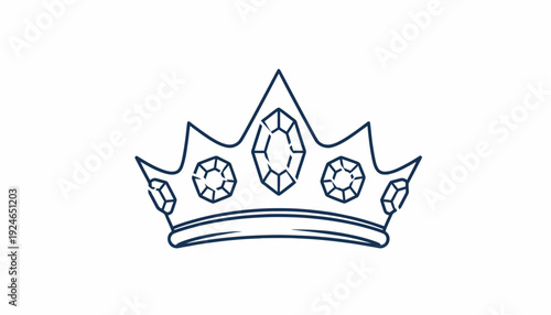 Hand-drawn Crown Icon with Jewels - Royal Symbol, Luxury, Elegance, Vector Illustration