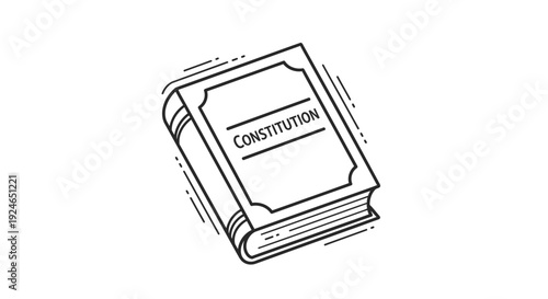 Hand-drawn illustration of a constitution book, symbolizing law, justice, and government.