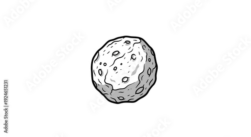 Hand-drawn asteroid with craters, isolated on white background, space object illustration
