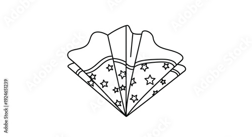 Hand-drawn illustration of a folded pocket square with stars pattern