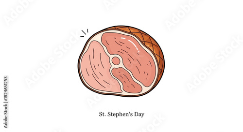 Hand-drawn illustration of a ham for St. Stephen's Day celebration