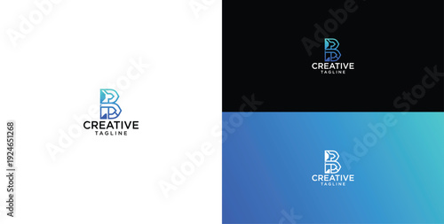 technology logo vector. B initial logo design