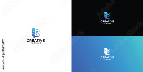 technology logo vector. B initial logo design