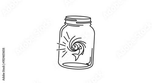 Fish Trapped in Jar, Swirling Water, Light Rays, Concept of Confinement and Struggle