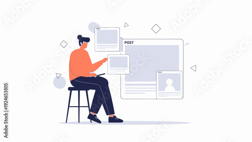 Woman Working on Digital Content Creation and Social Media Posting