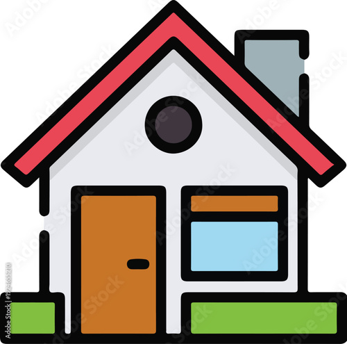 Set Icon Building Home Fill Style Stock Vector