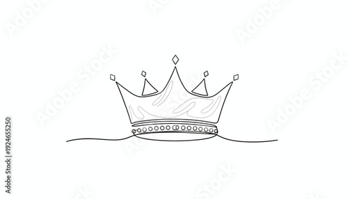 Elegant Hand-Drawn Crown Illustration on White Background