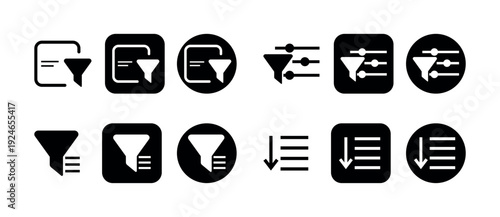 Minimal Filter Icons Pack UI Funnel and Sort Symbols