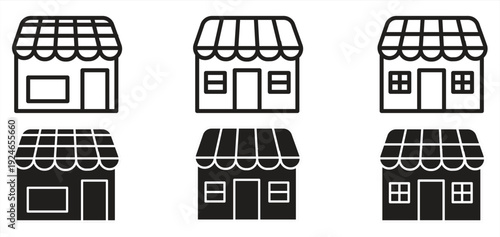 Shop icon set, with various styles, Suitable for websites, logos, apps, templates, and UI designs. EPS10 with white background.

