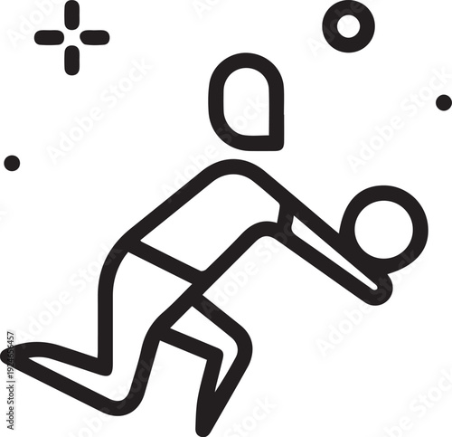 Stylized Line Art Icon Showing Figure Stock Illustration