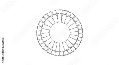 Circular Ribbon Award Emblem Outline, Decorative Badge Design Element