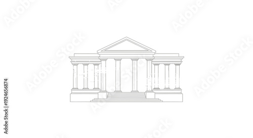 Classical Greek Architecture Building Facade with Columns and Pediment