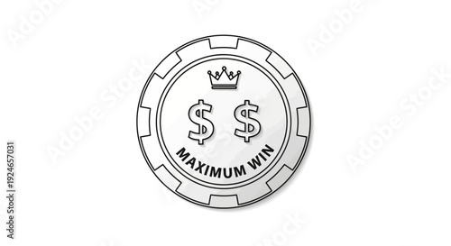 Casino Chip with Dollar Signs and Crown, Maximum Win Concept