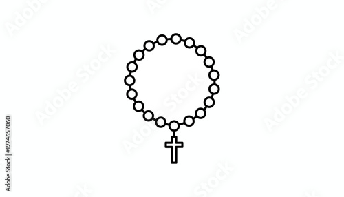 Catholic Rosary Beads with Cross Icon, Religious Prayer Symbol