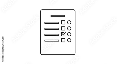 Checklist Icon with Checked Item, Task List, To-Do List, Survey, Form, and Decision Making