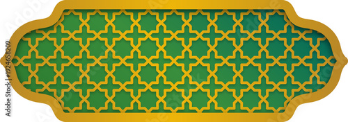 Elegant Islamic Geometric Pattern Banner with Gold Frame Design