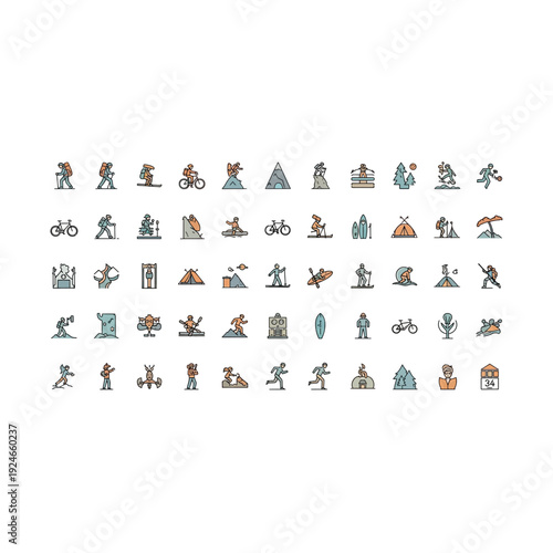 Diverse People Activity Icons: Business, Travel, Sports, Lifestyle Collection