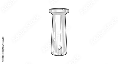 Wooden peg, dowel, or pin, hand-drawn illustration, isolated on white background