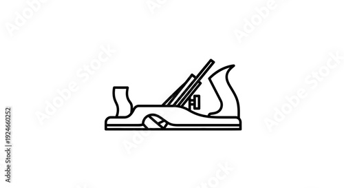 Woodworking Hand Plane Tool Icon, Carpentry Equipment, Isolated Vector Illustration