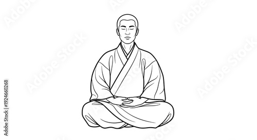 Zen Buddhist Monk Meditating in Lotus Pose, Peaceful Mindfulness, Spiritual Serenity