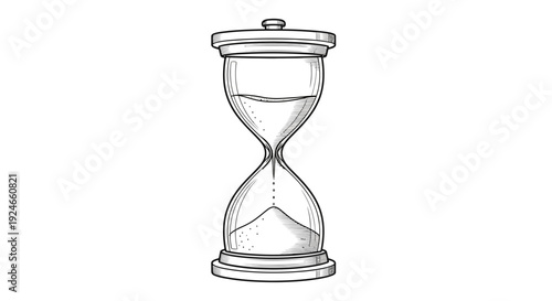 Vintage Hourglass Sketch: Time Passing, Sand Flowing, Classic Timer Illustration