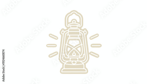 Vintage Lantern Illustration: Warm Light, Retro Design, Isolated on White Background