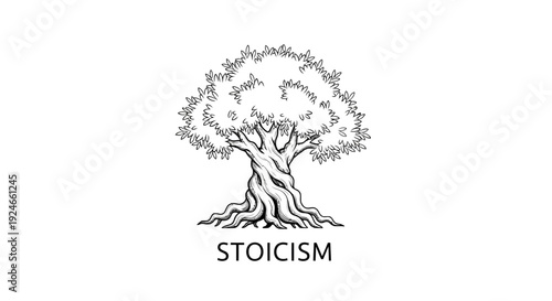 Stoicism Philosophy Tree Symbol, Ancient Wisdom, Resilience, Growth, Strength, Inner Peace