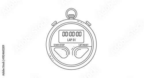 Stopwatch Icon Line Art: Time Measurement, Sport, and Competition