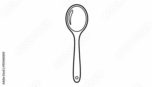 Simple Line Drawing of a Spoon on a White Background