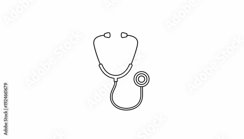 Simple Stethoscope Icon Outline, Medical Health Care Symbol, Vector Illustration