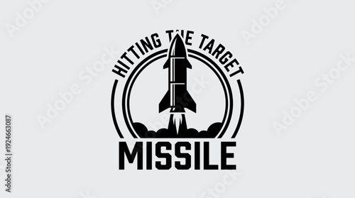 HITTING THE TARGET Missile Logo - Precision Launch, Success, and Business Goal Achievement Icon