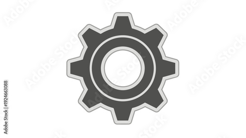 Black Gear Icon on White.