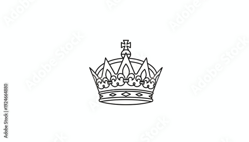 Royal Crown Icon, Simple Line Art, Symbol of Monarchy and Power