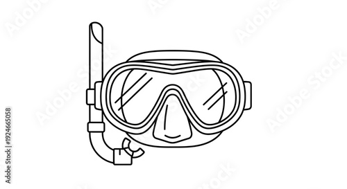 Scuba Diving Mask and Snorkel Icon, Outline Illustration for Underwater Exploration and Water Sports