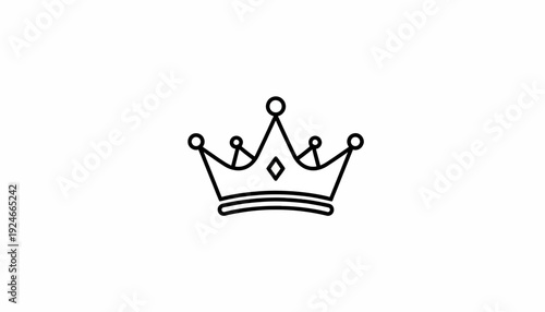 Minimalist Crown Icon, Royal Symbol, Simple Line Art, Vector Graphic
