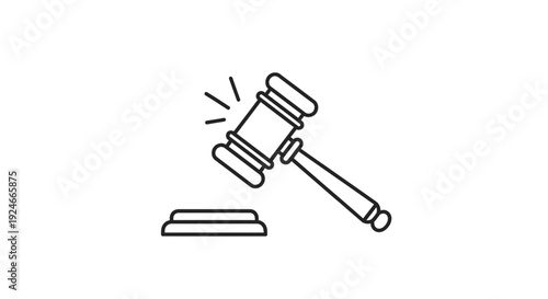 Justice Gavel Icon, Legal Symbol, Auction Hammer, Court Decision, Law Concept