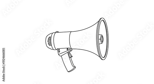 Line Drawing of a Megaphone, Symbol of Announcement and Communication