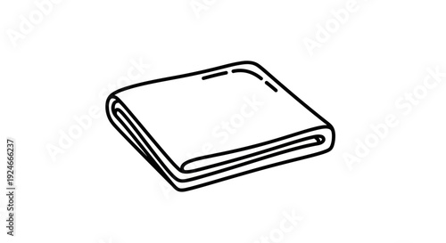 Folded Cloth Icon, Simple Line Drawing of Fabric Sheet, Minimalist Textile Symbol