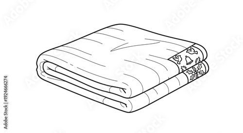 Folded Quilt with Festive Pattern, Cozy Bedding, Handcrafted Textile Art