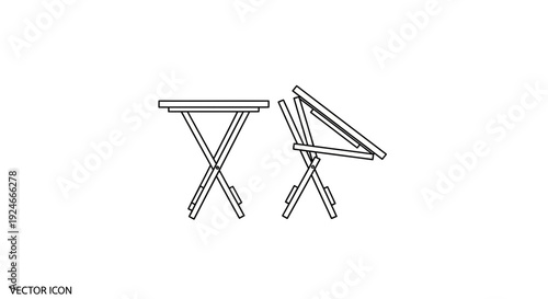 Folding Table and Chair Vector Icon Set