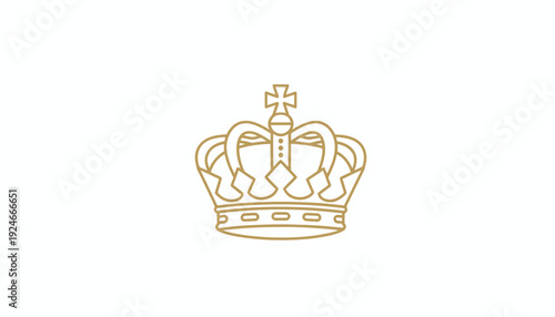 Golden Royal Crown Emblem on White Background