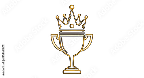 Golden Trophy with Crown Icon: Symbol of Victory, Achievement, and Excellence