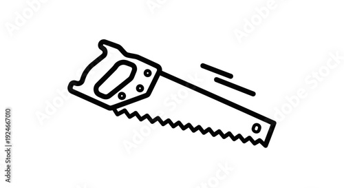 Hand Saw Icon Outline Vector Illustration Isolated on White Background