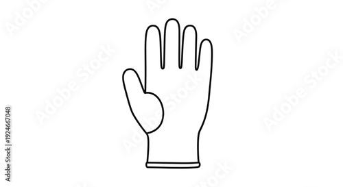 Hand Protection, Single Glove Icon, Outline Drawing, Cleanliness and Safety Symbol
