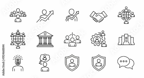 Collection of Simple Business Icons Set.