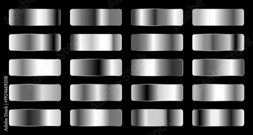Big Set of Silver Gradients, Metallic Gray and Chrome Color Background Collection for Modern and Luxury Design