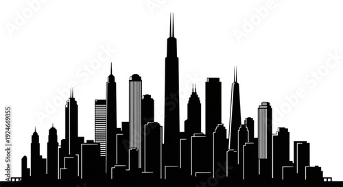Chicago city skyline silhouette
