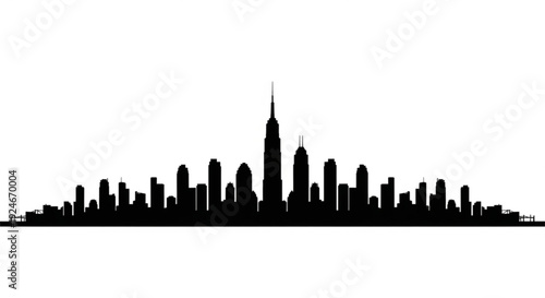 New york city skyline silhouette with iconic skyscrapers