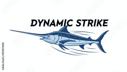 Dynamic Strike Marlin Fishing Logo - Blue Marlin Illustration
