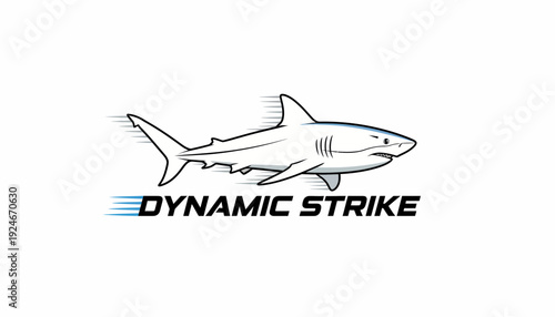 Dynamic Strike Shark Logo: Aggressive Predator, Speed, Power, and Business Success